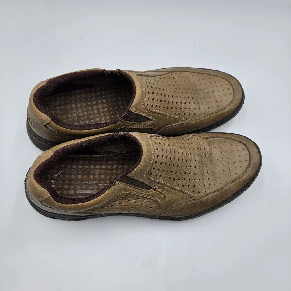 Rockport Slip On Shoes Men's Size 9 Brown Leather Walking Comfort Casual Loafers